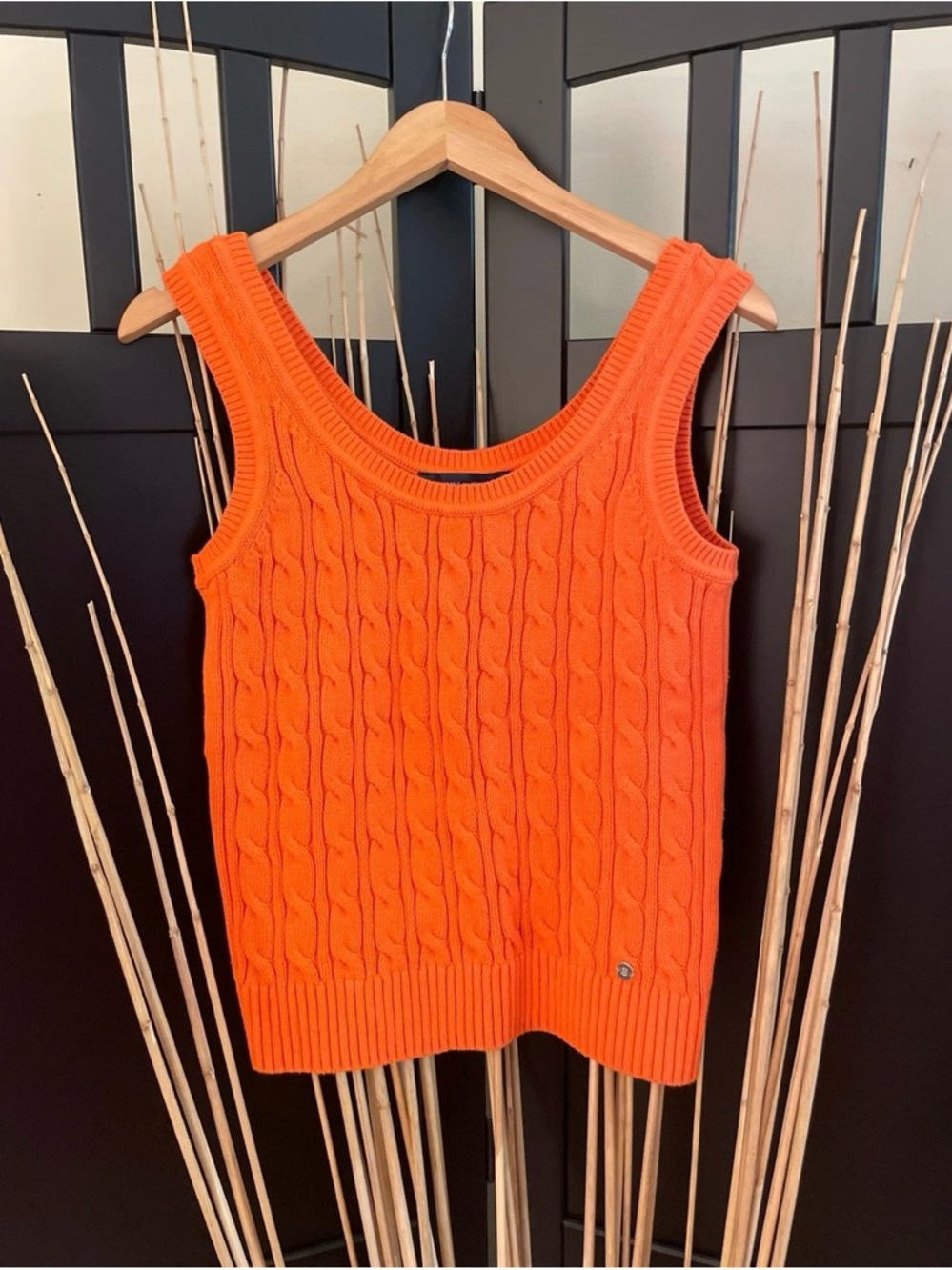 Tommy Hilfiger Orange Cable Knit Sweater Tank